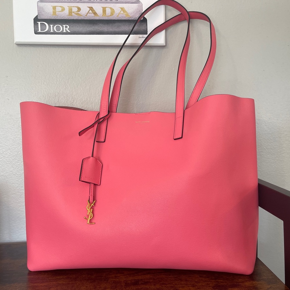 SAINT LAURENT East West Supple Calfskin Shopping Bag
